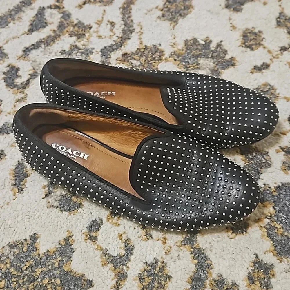 Coach Studded Leather Loafers